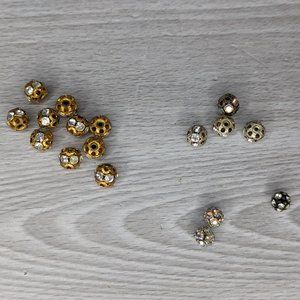 Group of 17 Gold & Silver Tone Rhinestone Beads